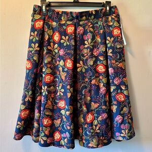 LuLaRoe A-Line Skirt with Floral Design - Blue and Red